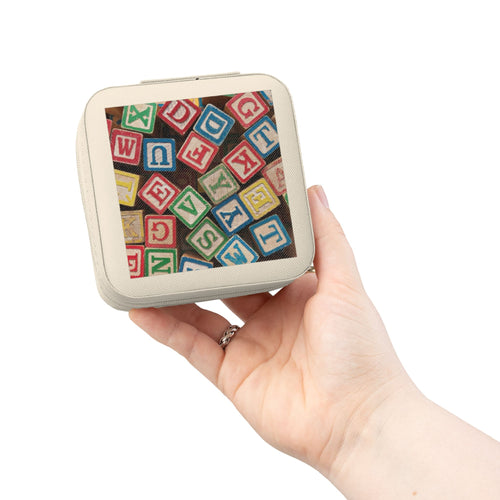 Boîte à bijoux de voyage Alphabet Baby Blocks | Organisateur compact pour bagues et boucles d'oreilles