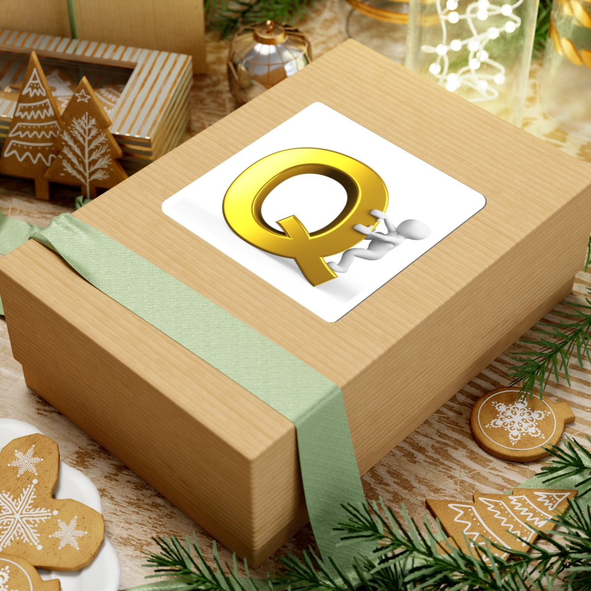 Gold Letter Q with Climber Sticker