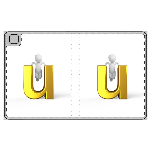Étui Folio avec Tablette Figure et Lettre U Dorée en 3D | Initiale Monogramme