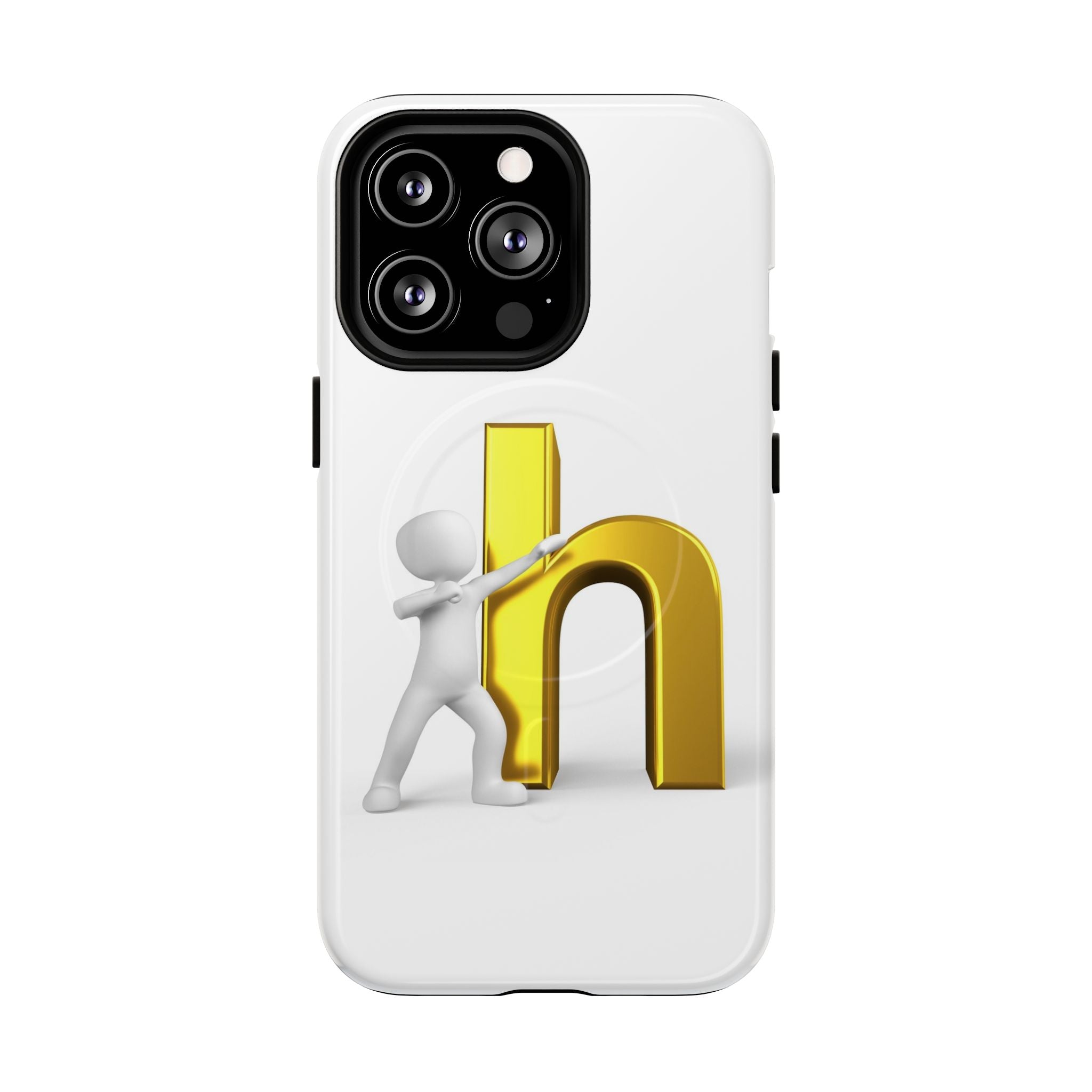 Coque de téléphone 3D avec lettre H dorée poussée | Coque magnétique robuste