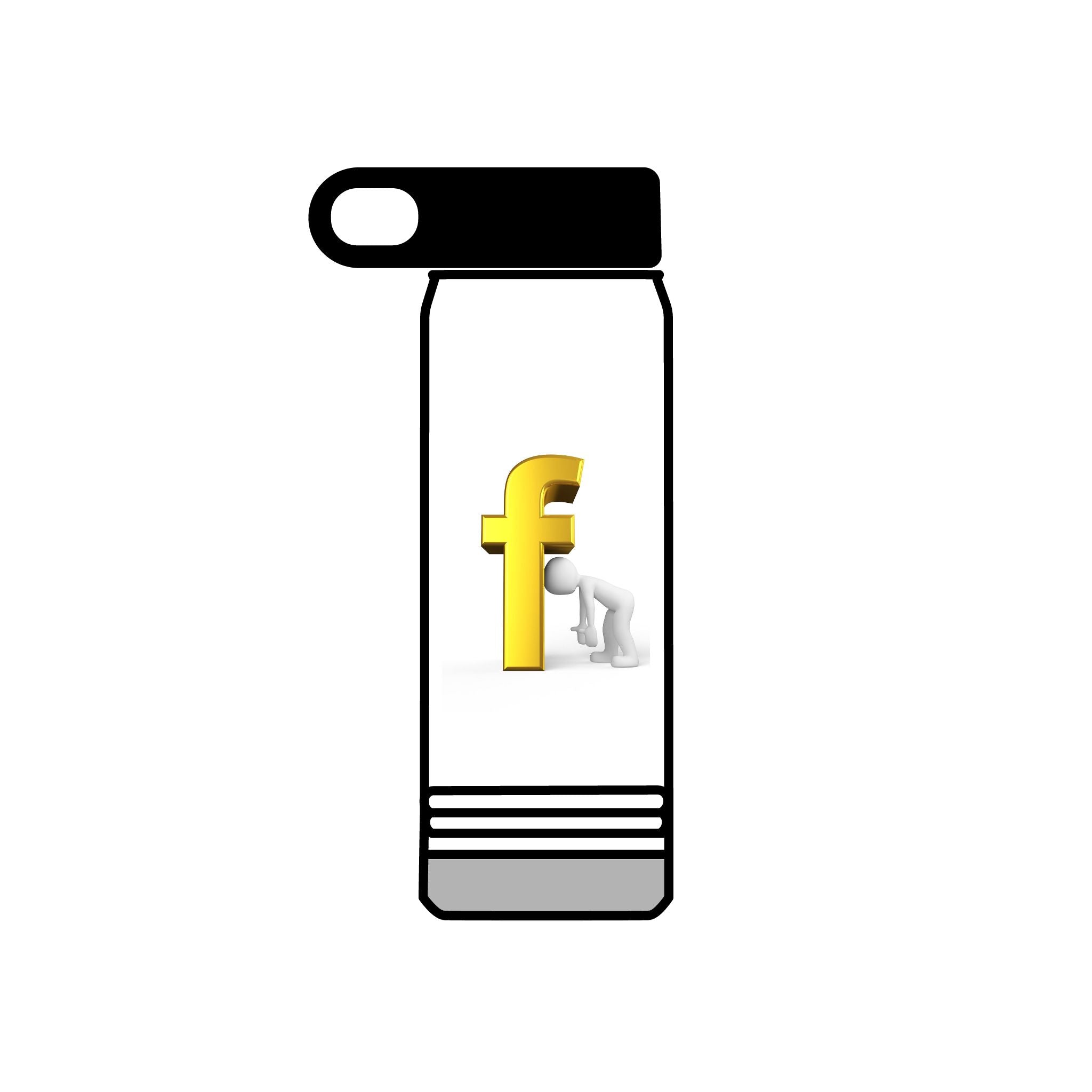 Bouteille d'eau figurine lettre F jaune 3D | Bouteille en acier inoxydable de 590 ml