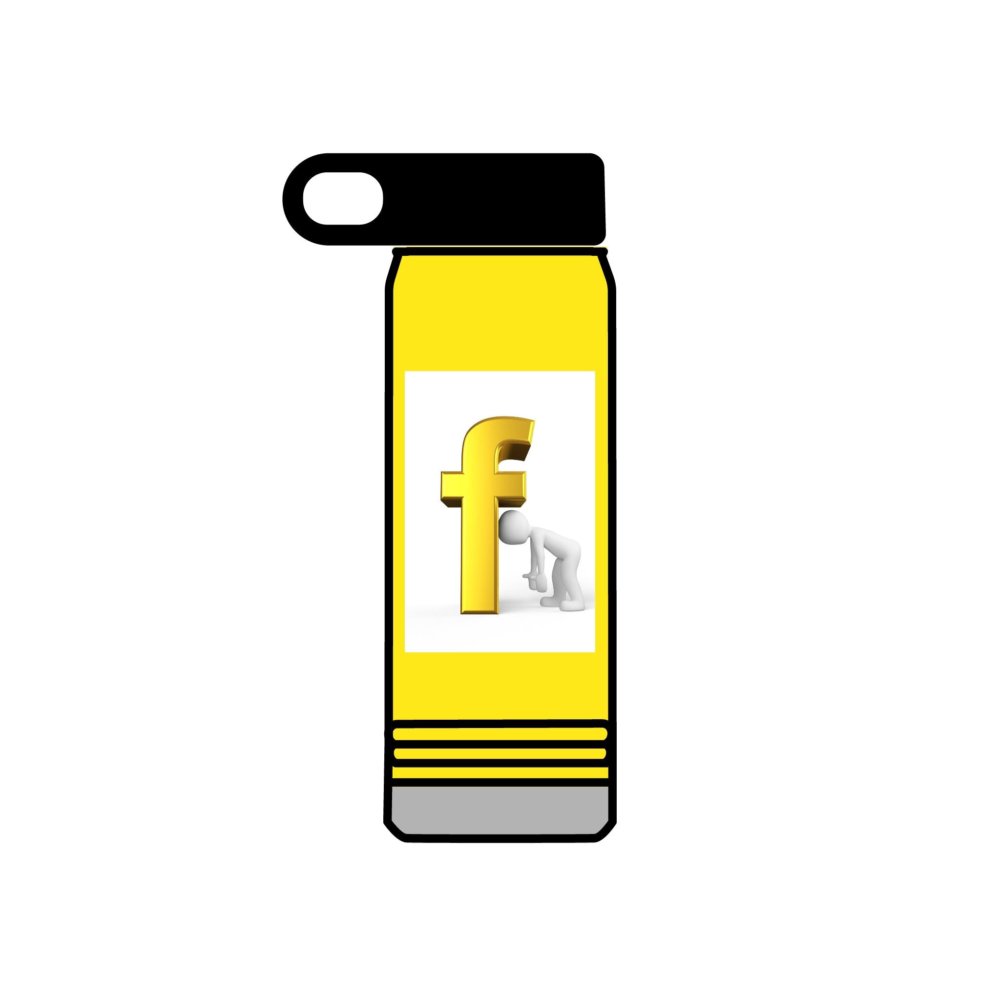 Bouteille d'eau figurine lettre F jaune 3D | Bouteille en acier inoxydable de 590 ml