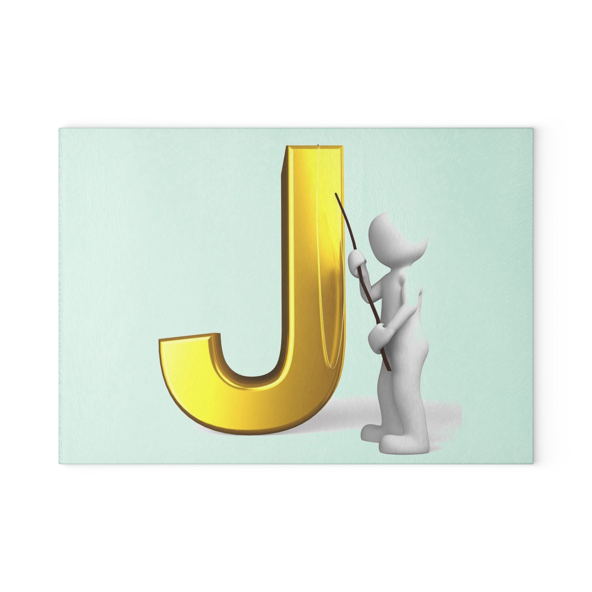 Gold Letter J Initial Glass Cutting Board | Monogram Kitchen Decor