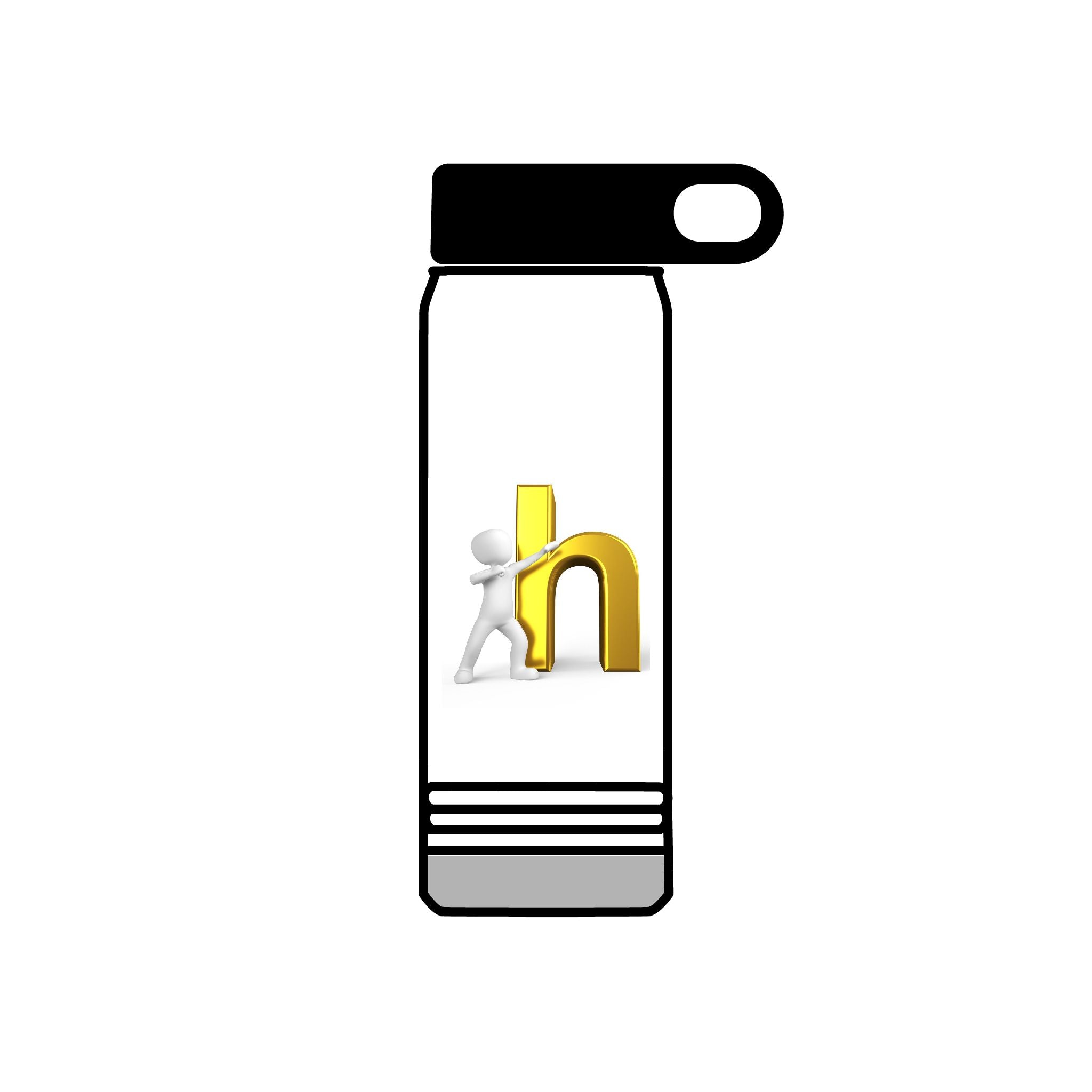 3D Person Leaning on Gold Letter N Water Bottle | 20oz