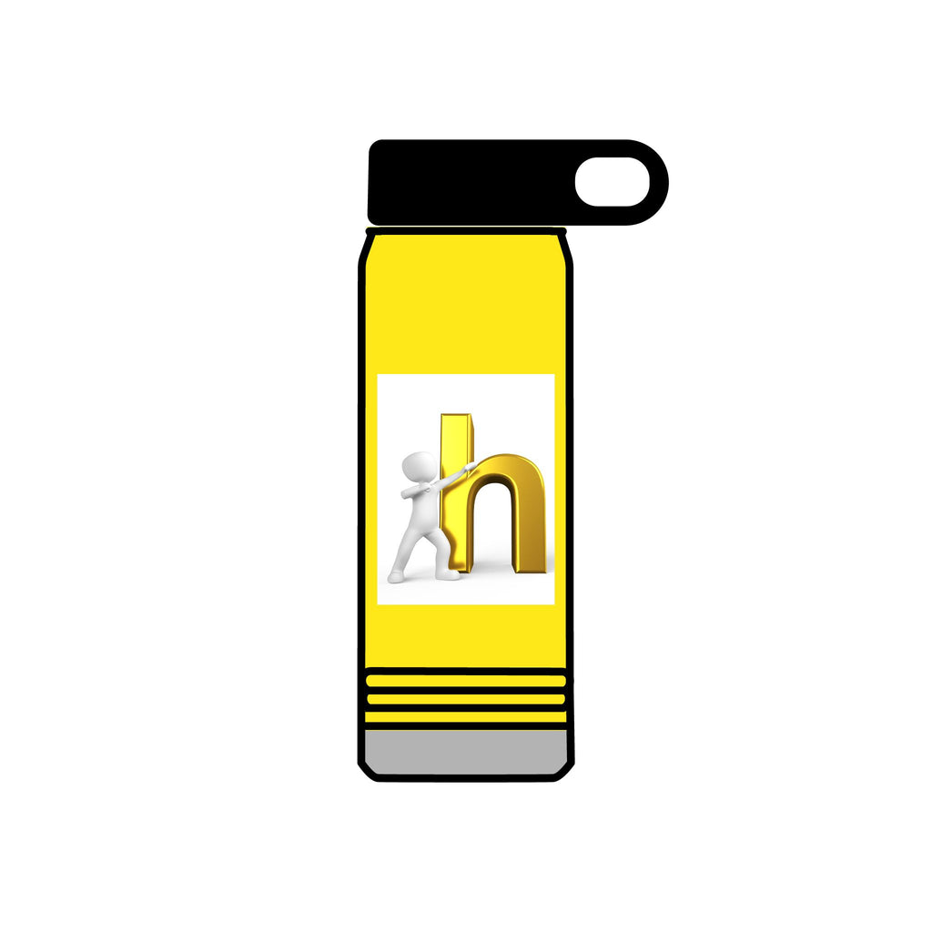3D Person Leaning on Gold Letter N Water Bottle | 20oz