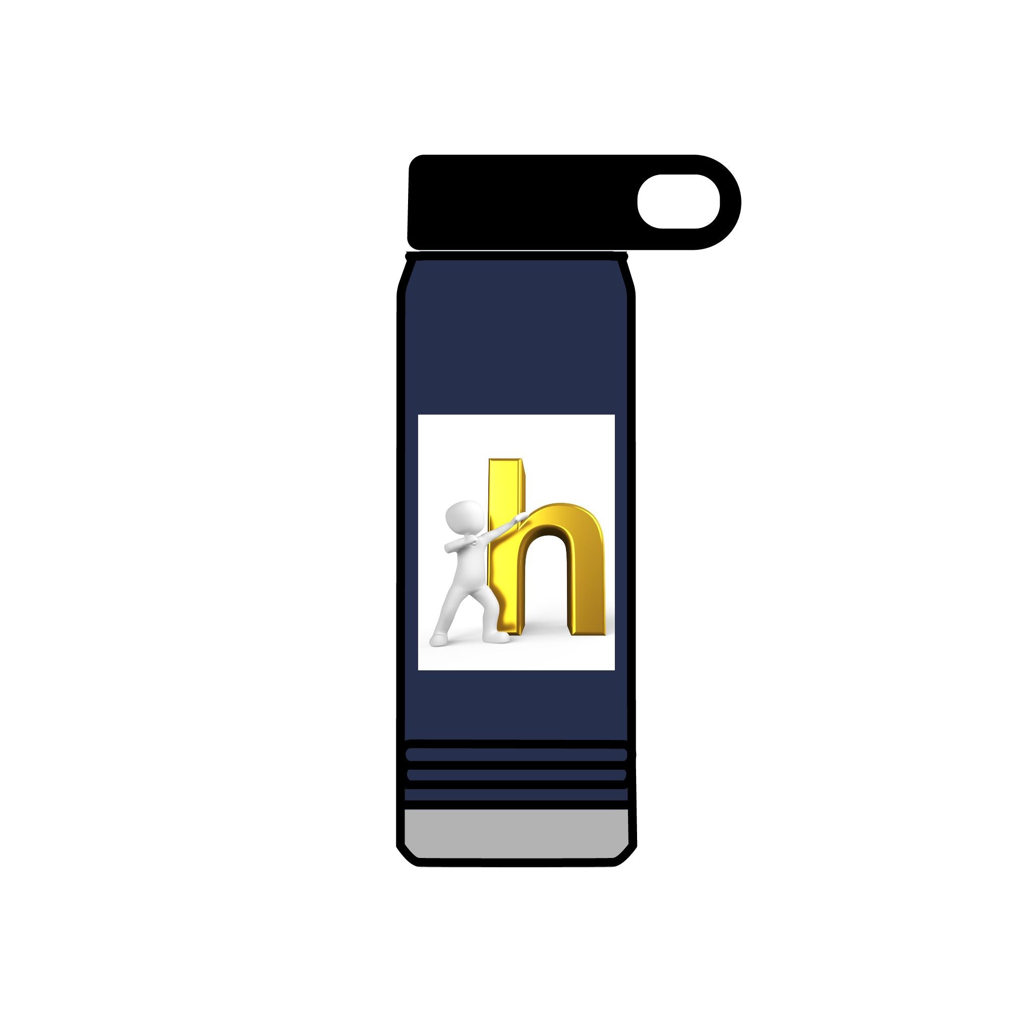 3D Person Leaning on Gold Letter N Water Bottle | 20oz