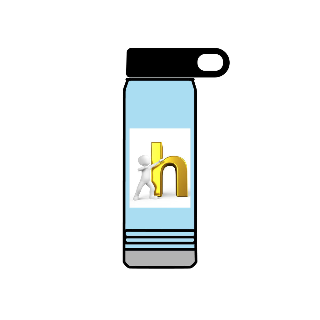 3D Person Leaning on Gold Letter N Water Bottle | 20oz