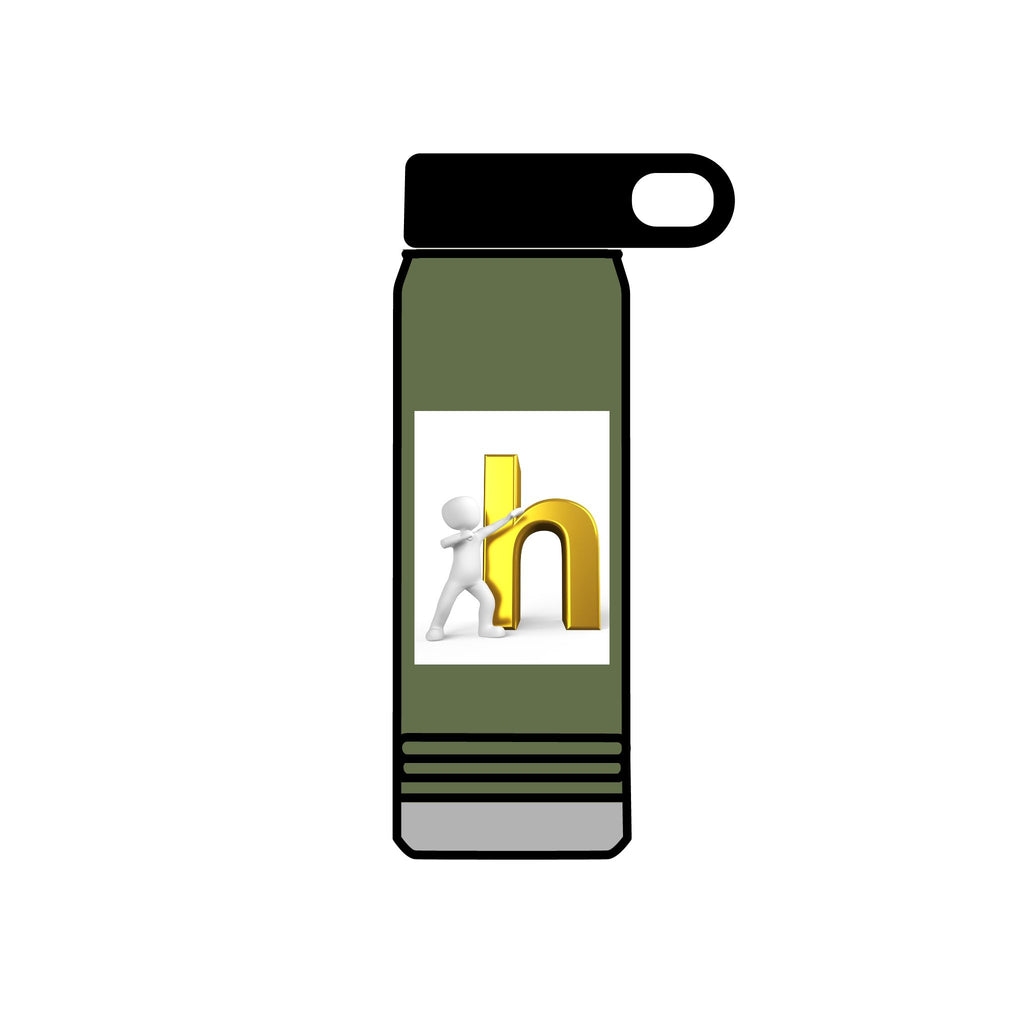 3D Person Leaning on Gold Letter N Water Bottle | 20oz