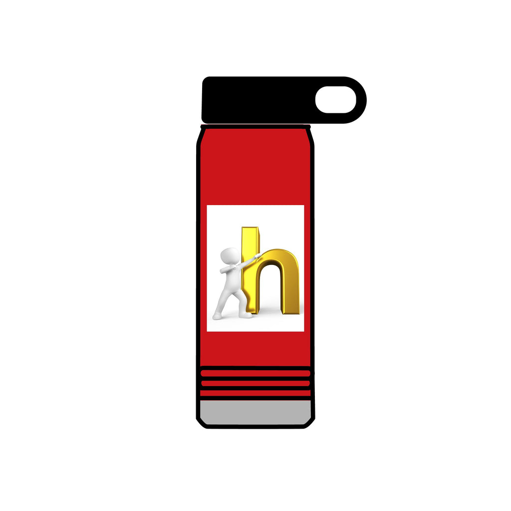 3D Person Leaning on Gold Letter N Water Bottle | 20oz
