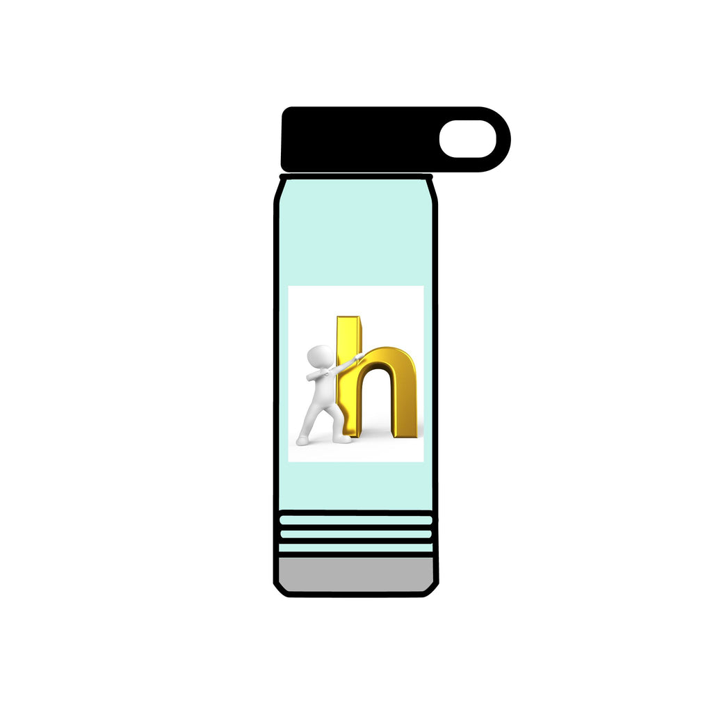 3D Person Leaning on Gold Letter N Water Bottle | 20oz