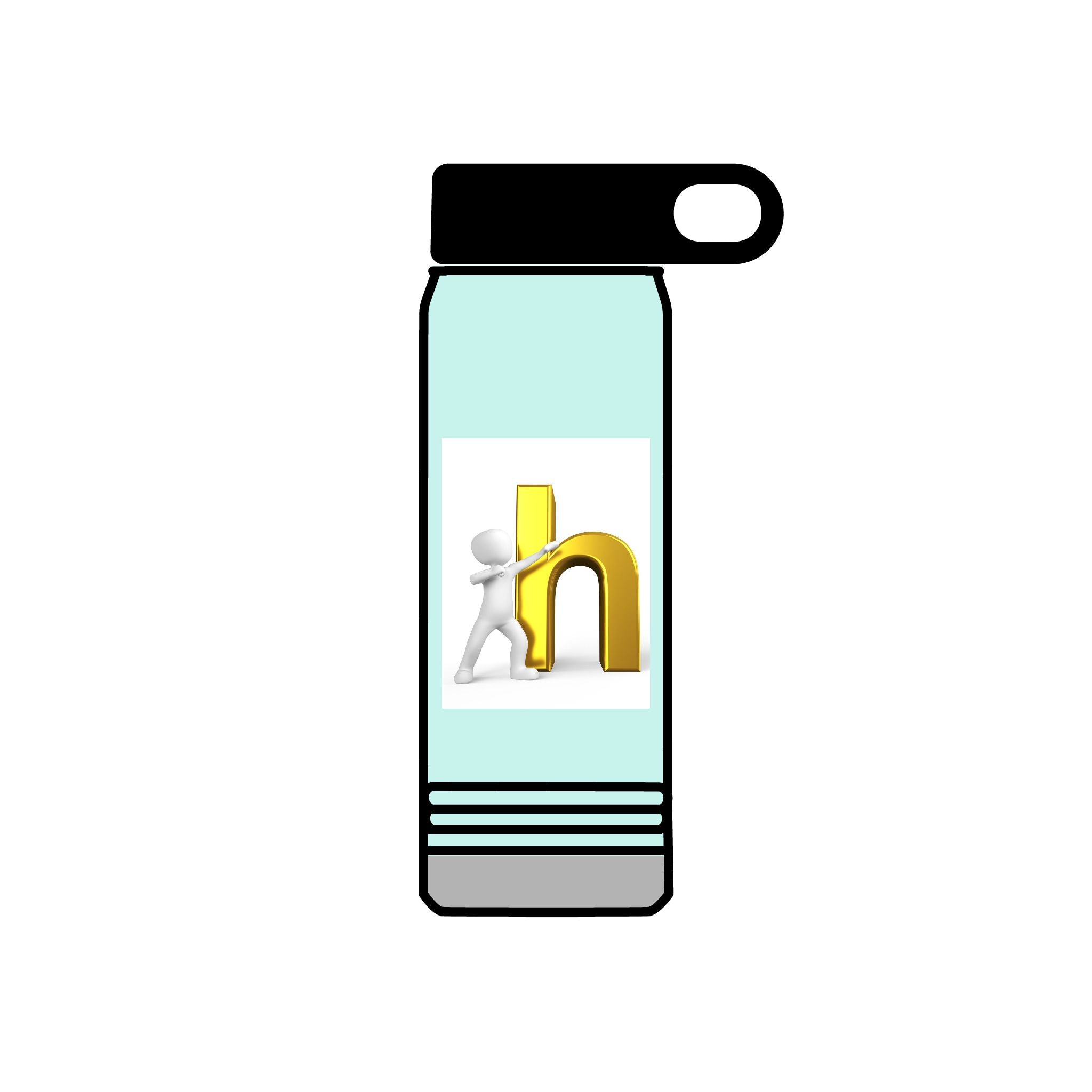 3D Person Leaning on Gold Letter N Water Bottle | 20oz