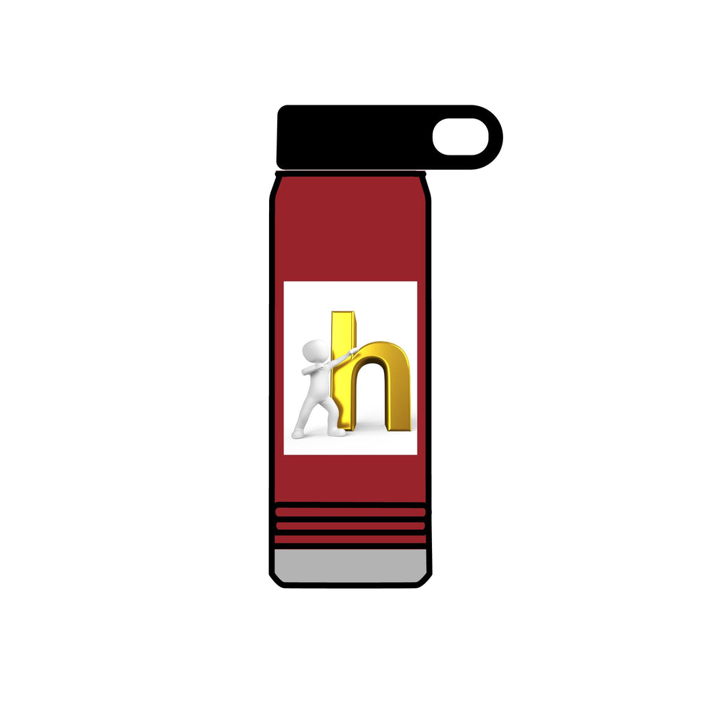 3D Person Leaning on Gold Letter N Water Bottle | 20oz