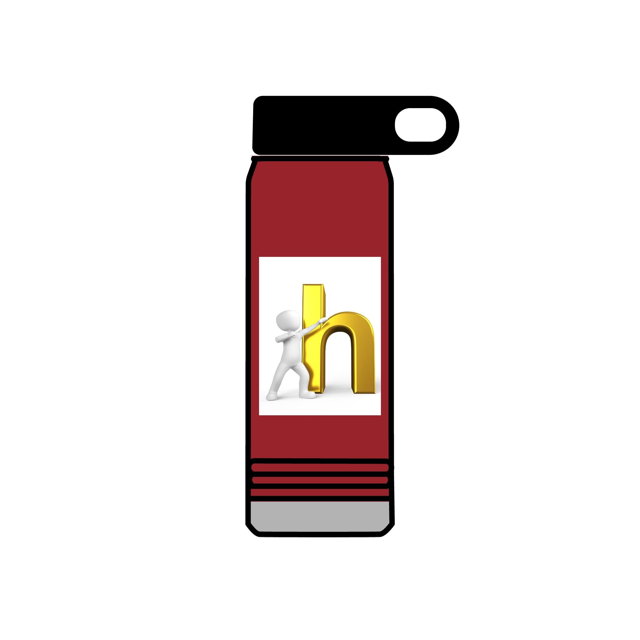 3D Person Leaning on Gold Letter N Water Bottle | 20oz