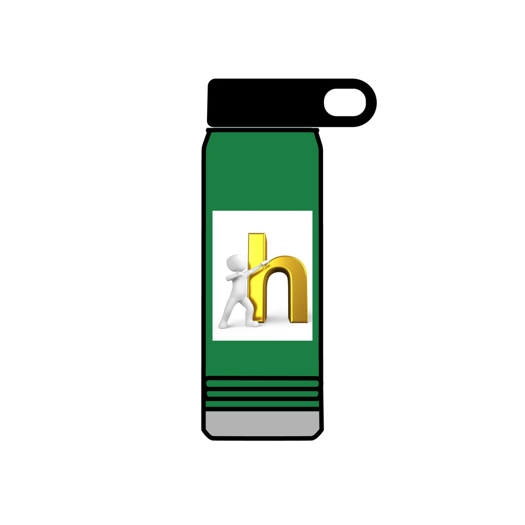 3D Person Leaning on Gold Letter N Water Bottle | 20oz