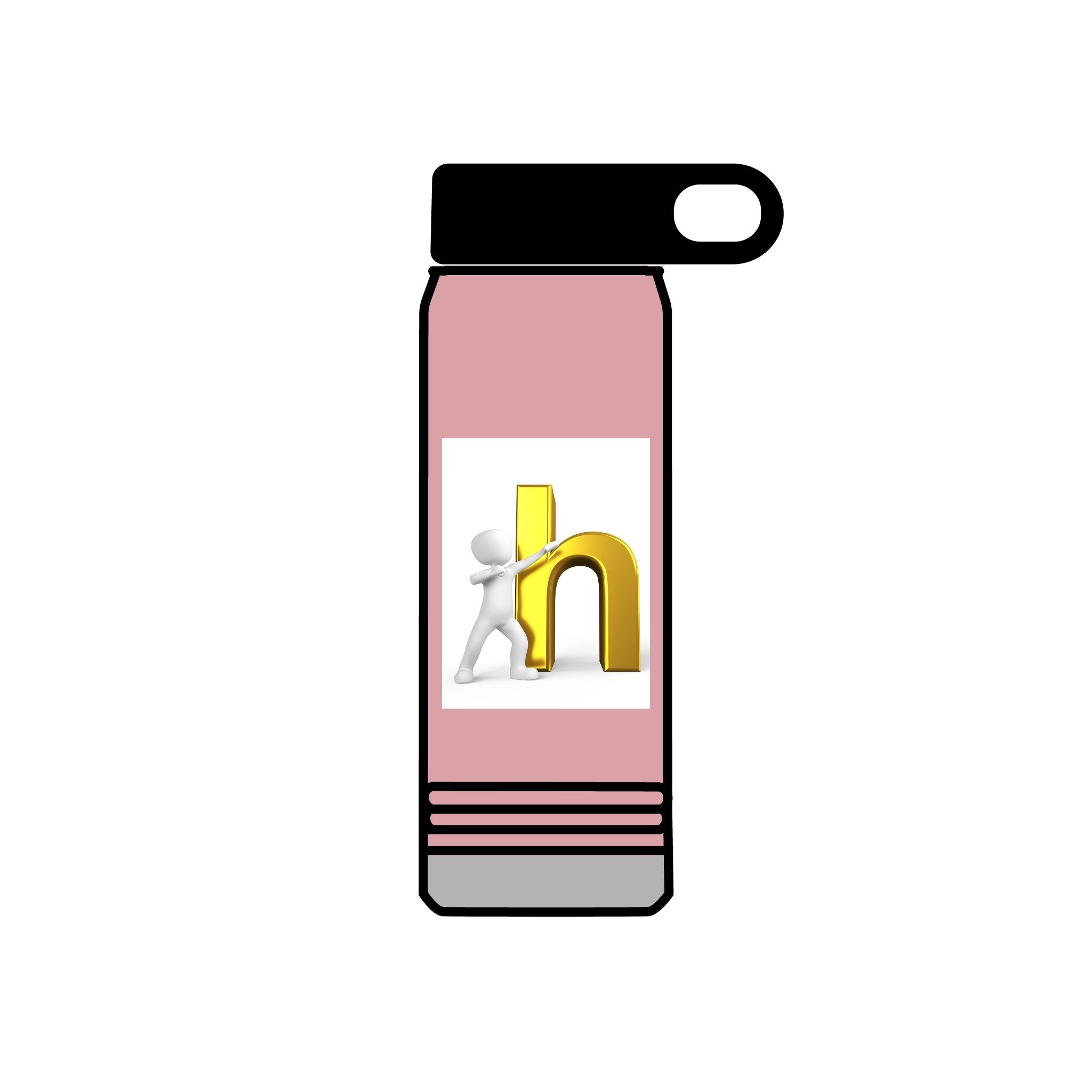 3D Person Leaning on Gold Letter N Water Bottle | 20oz