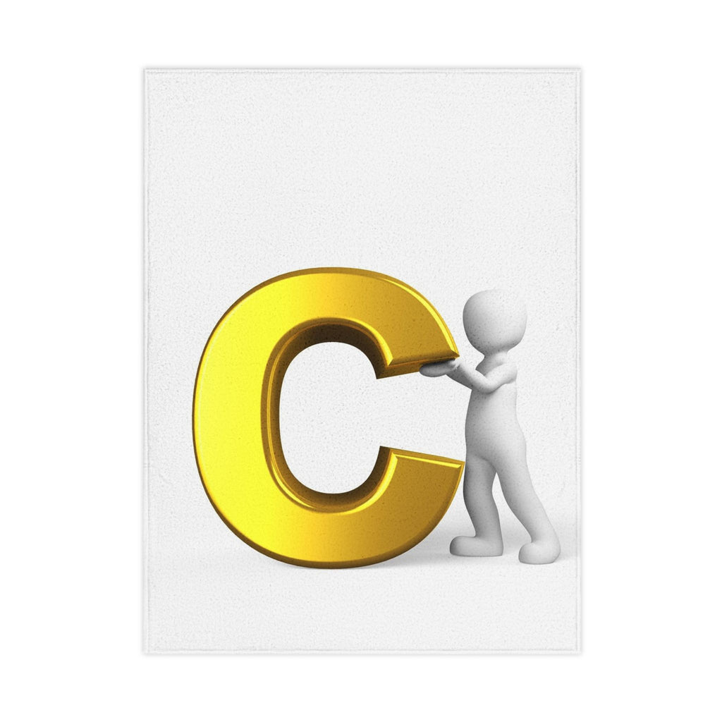 Gold Letter C toddler blanket | Alphabet initial blanket, kids nursery decor