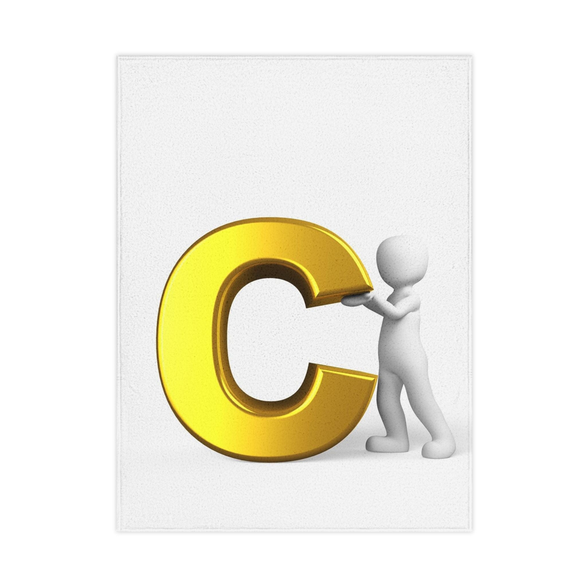 Gold Letter C toddler blanket | Alphabet initial blanket, kids nursery decor