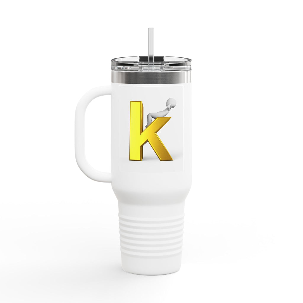 Yellow 3D Letter K Initial Travel Mug | 40oz Insulated Tumbler