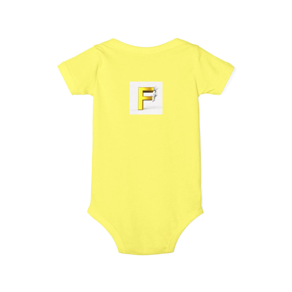 Yellow Letter F Initial Infant Onesie | Baby Monogram Bodysuit
