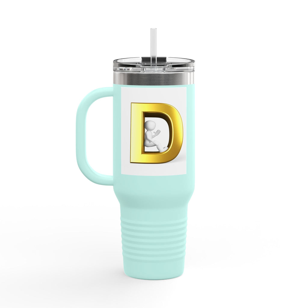 Gold D Monogram Travel Mug | 40oz Insulated Tumbler