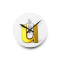 3D Gold Letter U with Figure Acrylic Wall Clock | Modern Alphabet Home Decor