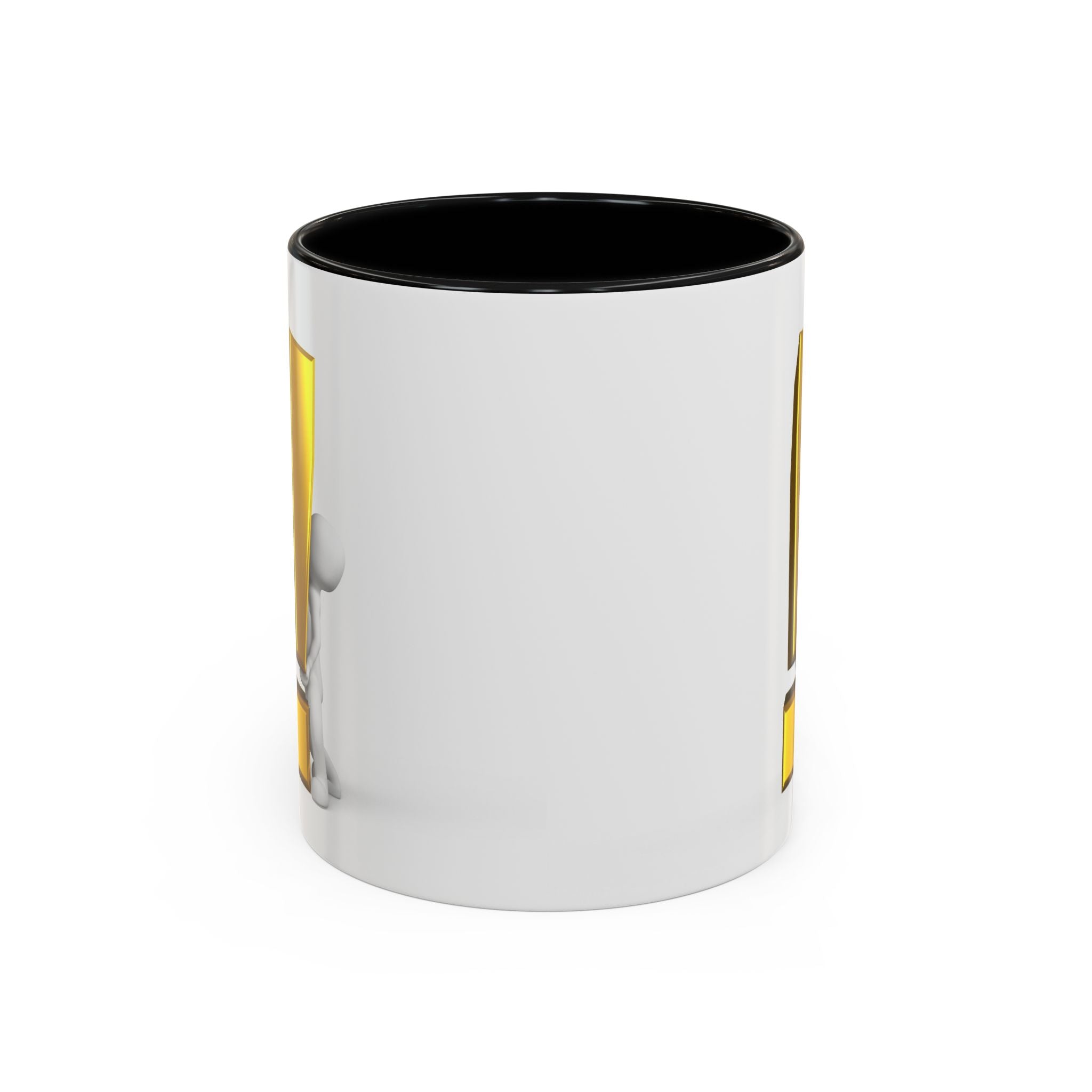 Mug Bonhomme Allumette Tenant un Point d'Exclamation Doré | Mug à Café Original 325ml 444ml