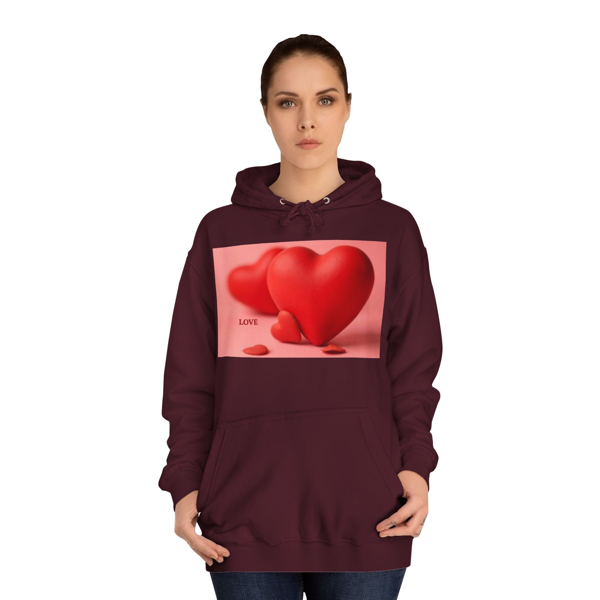 Cute 3D Heart Illustration Hoodie | Love Graphic Pullover