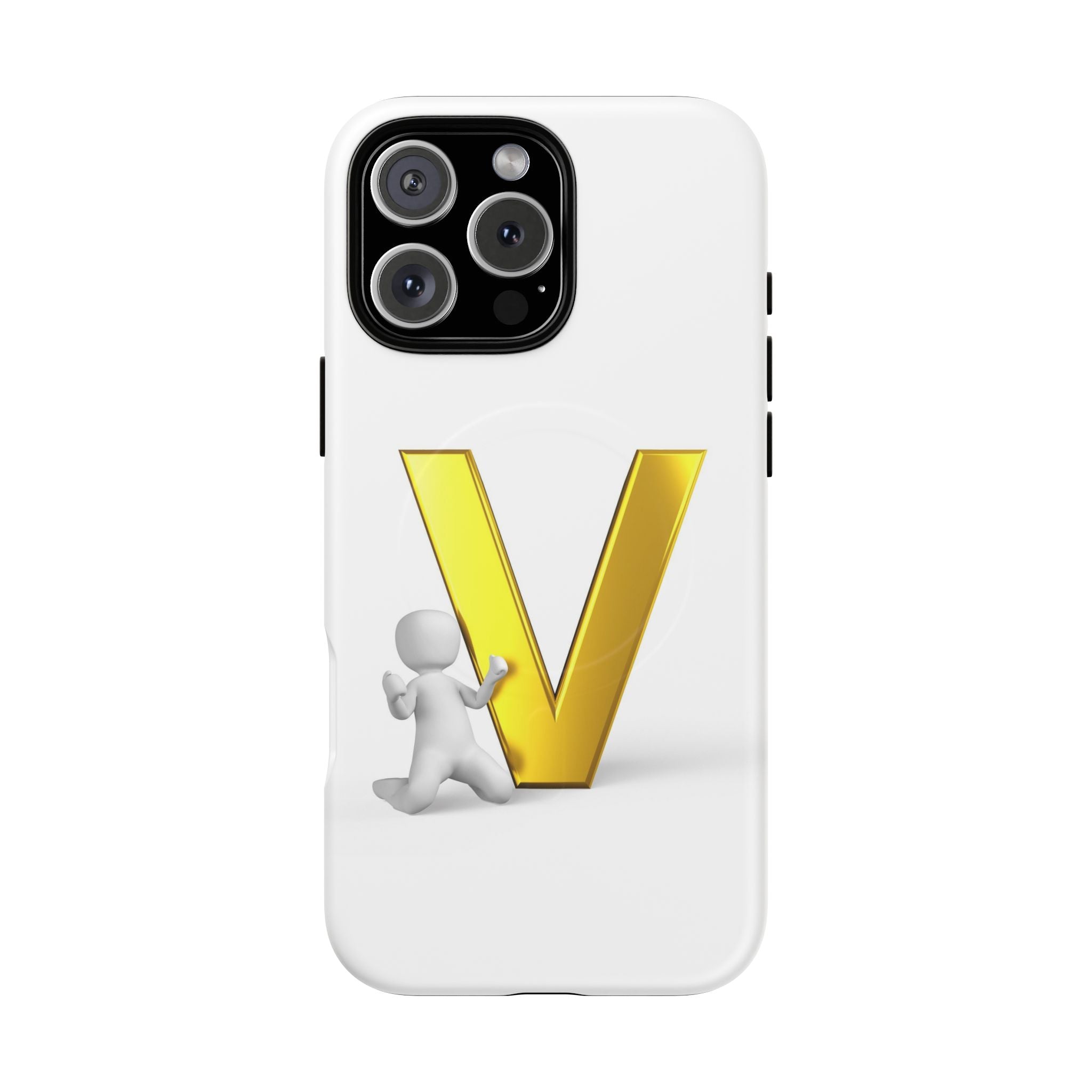 Coque de téléphone à monogramme lettre V dorée | Coque magnétique résistante