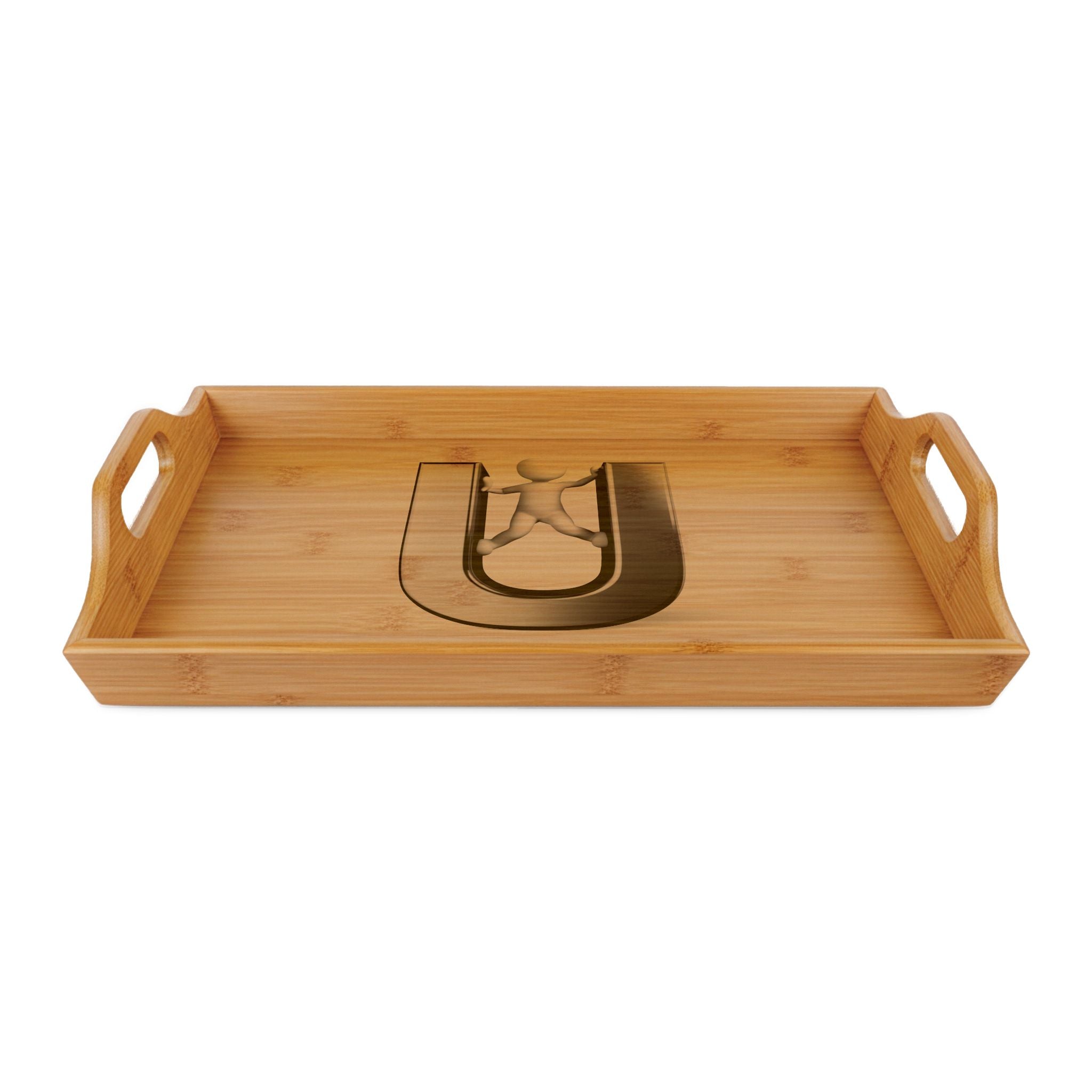 Letter U Monogram Bamboo Serving Tray | Engraved Initial Tray