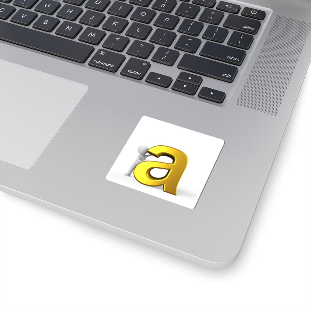 Gold Letter A with Stick Figure Sticker