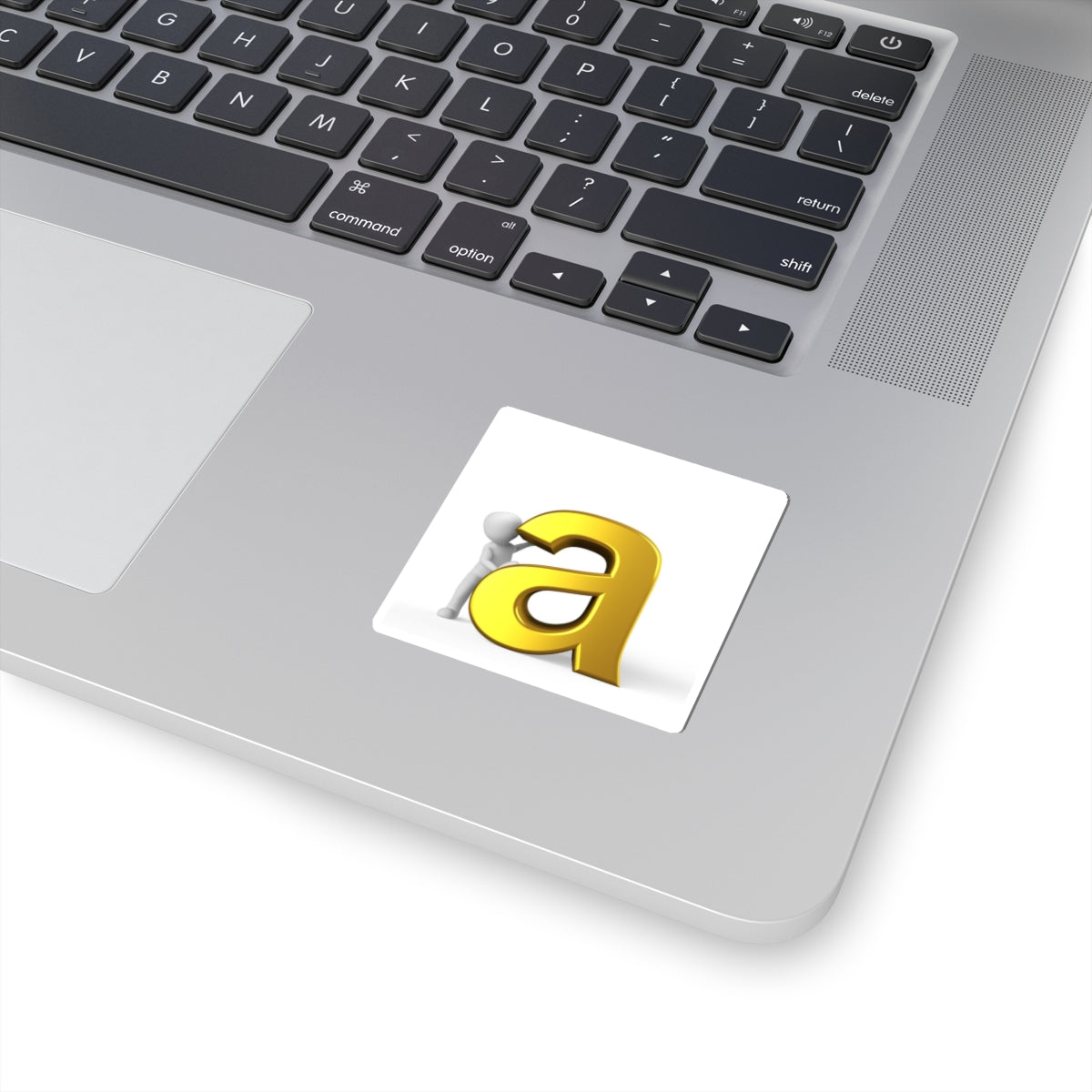 Gold Letter A with Stick Figure Sticker