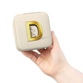 Gold Monogram D Jewelry Travel Case | Compact Pink Jewelry Box