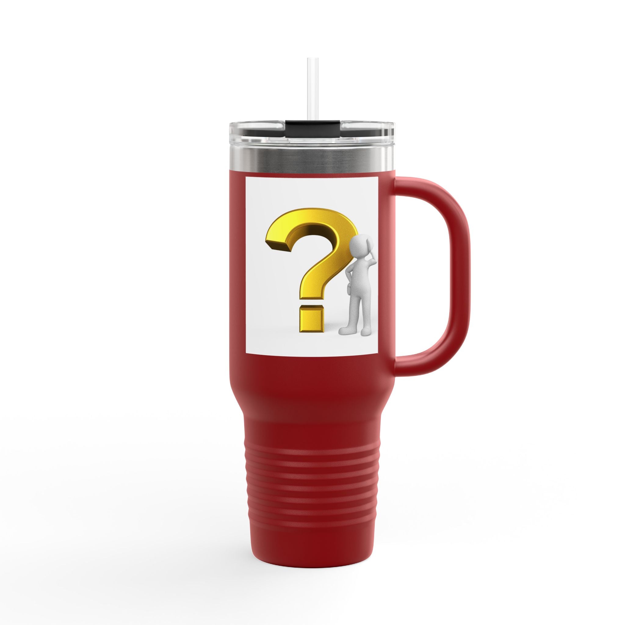 3D Gold Question Mark Illustration Travel Mug | 40oz Insulated Tumbler
