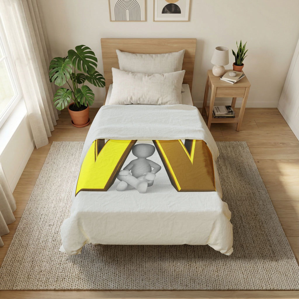Gold Letter W Initial Duvet Cover | Monogram Bedding