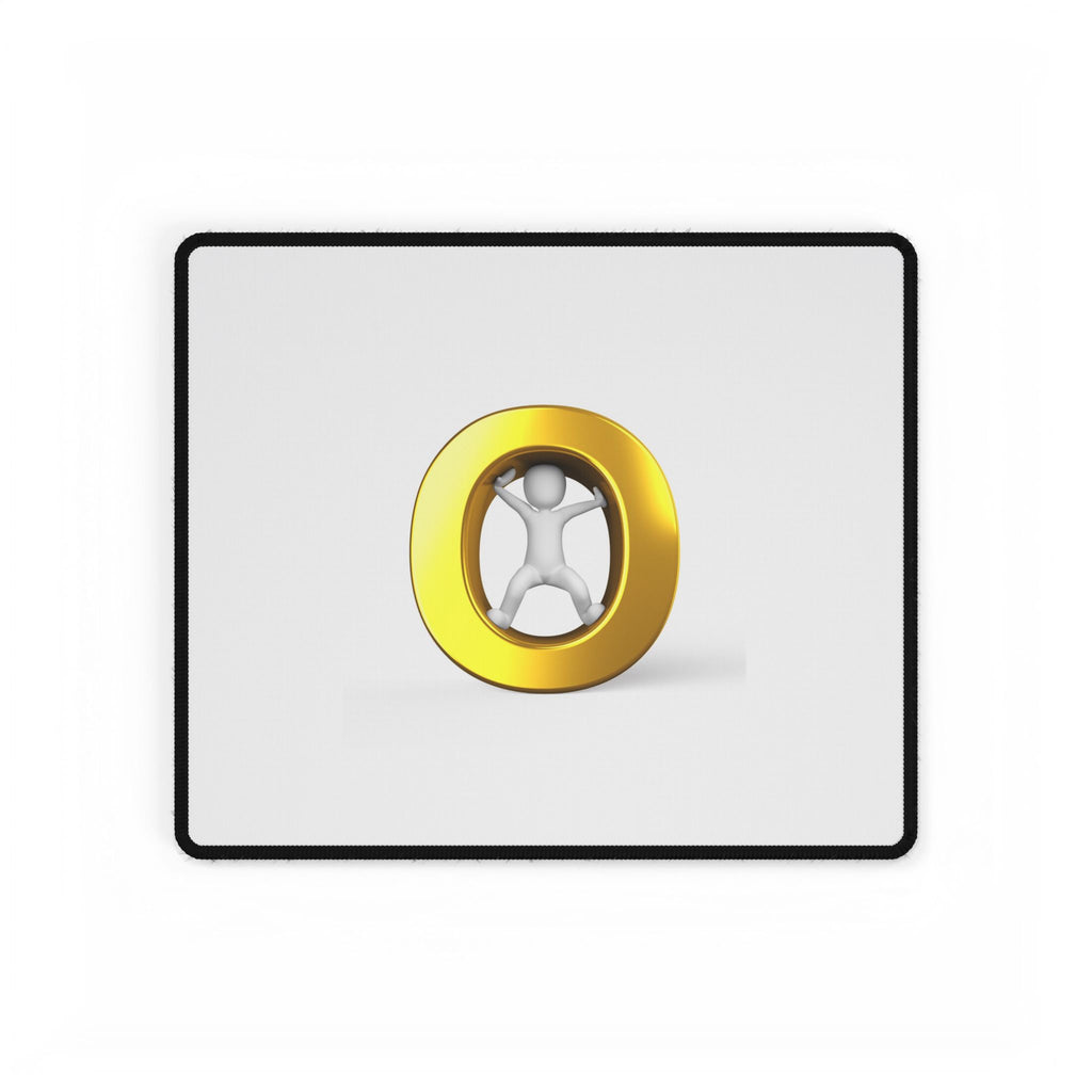 Gold Letter O with 3D Figure Desk Mat | Minimalist Office Mousepad