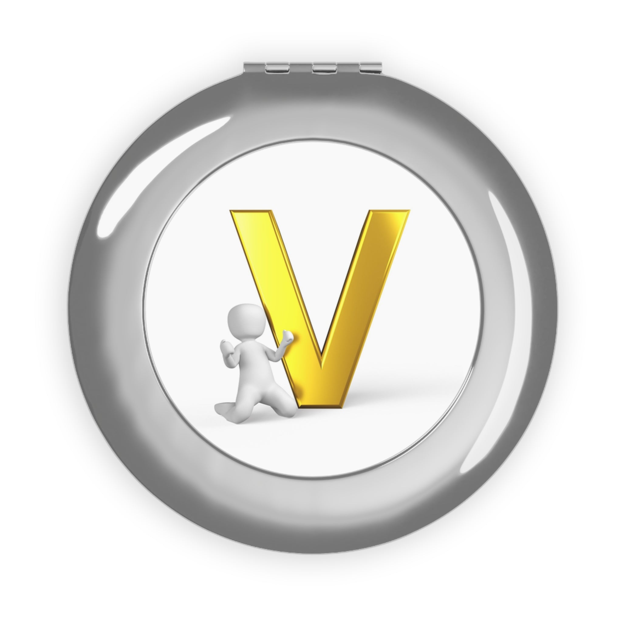 Gold Letter V monogram Compact Travel Mirror | Personalized Initial V compact mirror