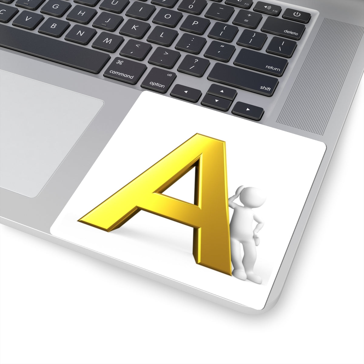 Gold Letter A with 3D Figure Sticker