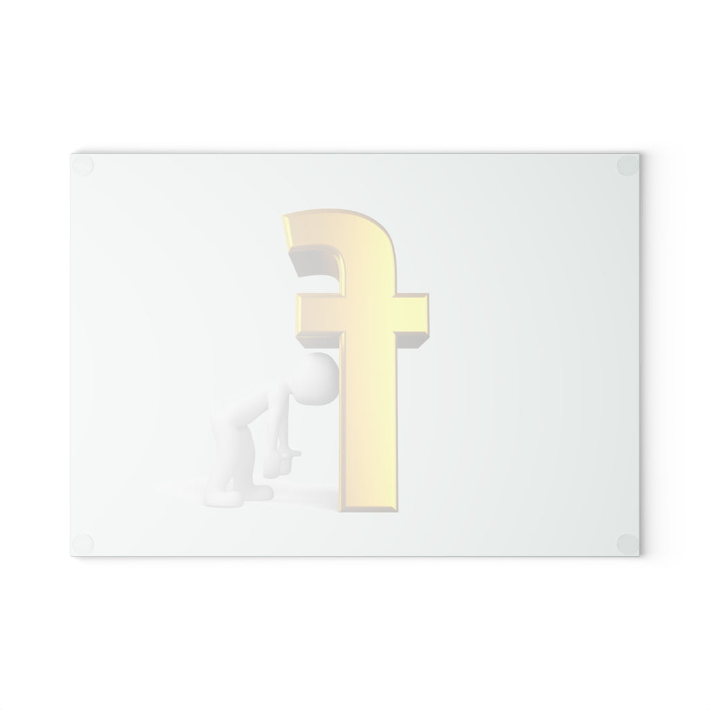 3D Gold Letter F with Figure Glass Cutting Board | Kitchen Decor