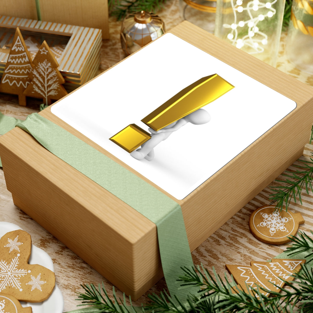 3D Gold Exclamation Mark Sticker, Kiss-Cut Stickers | Laptop Decal