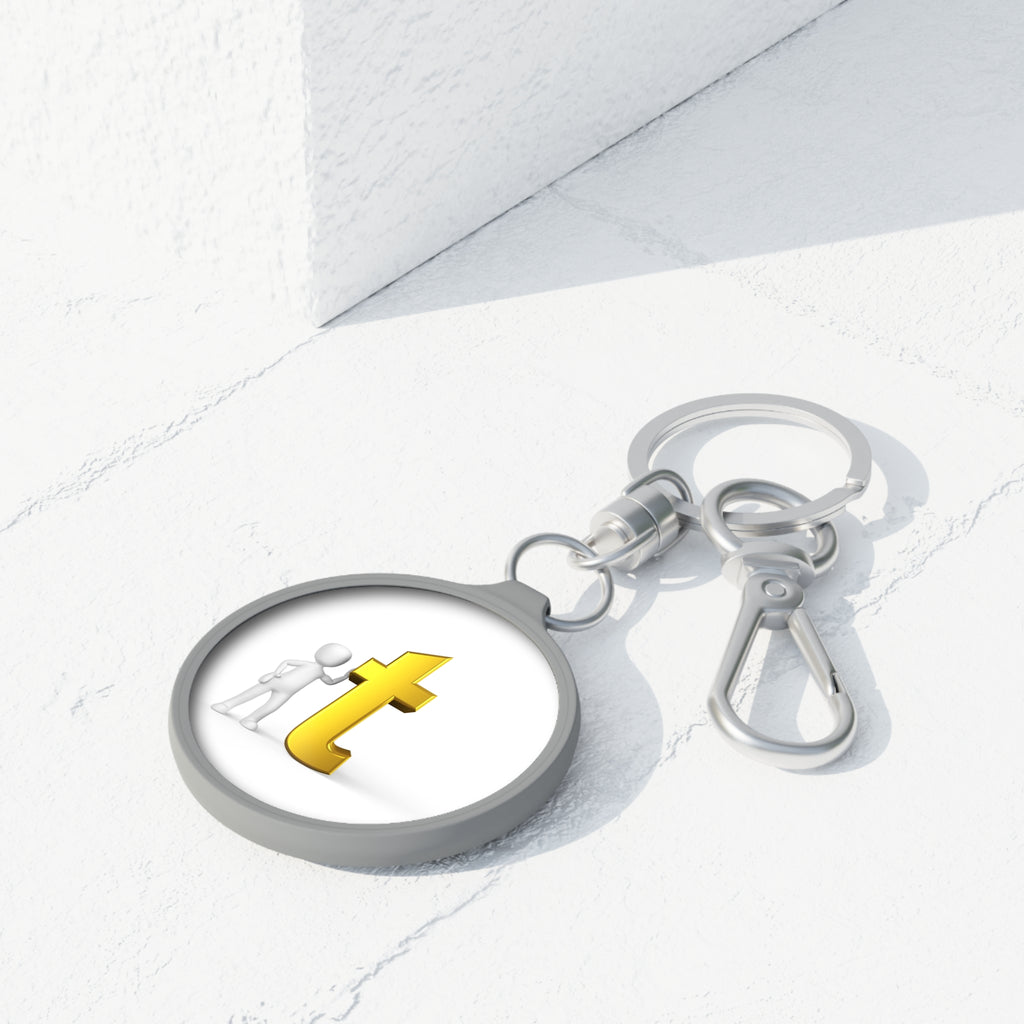 Gold Letter T Initial Keyring Tag | Round Metal Keychain
