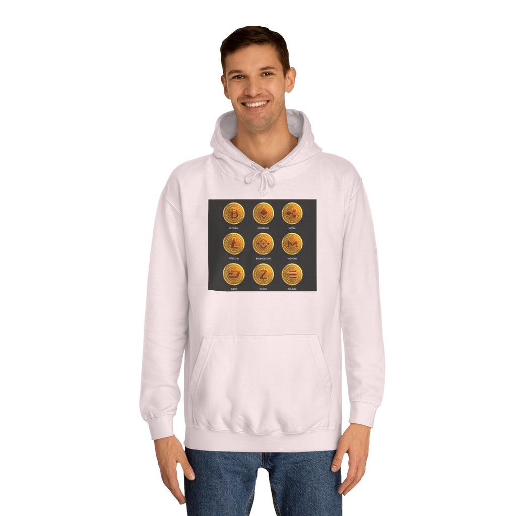 Crypto Coin Icons Hoodie | Bitcoin Ethereum Litecoin Ripple Doge Zcash Monero
