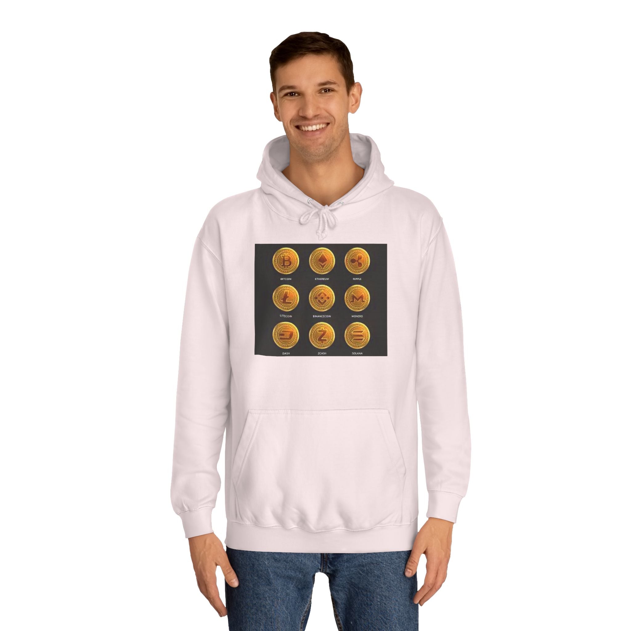 Crypto Coin Icons Hoodie | Bitcoin Ethereum Litecoin Ripple Doge Zcash Monero