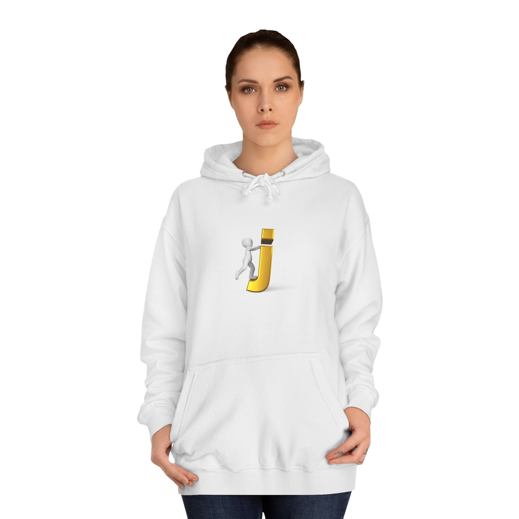 3D Stick Figure Riding Gold Letter J Hoodie | Initial Monogram Letter J