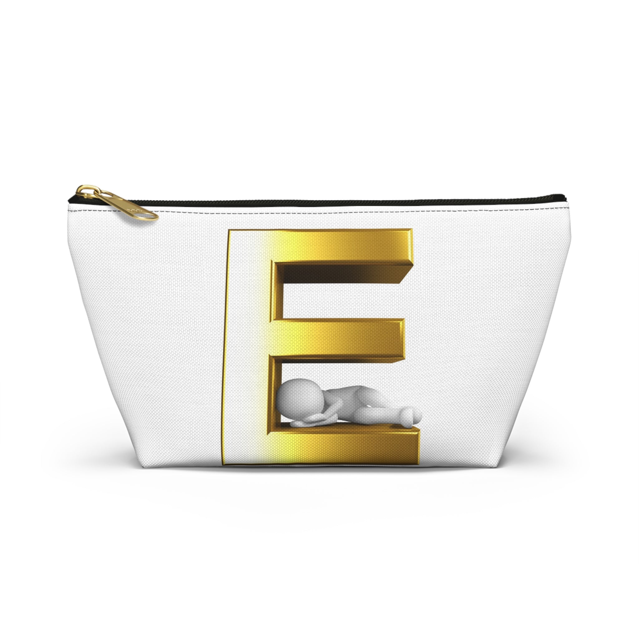 Golden Letter E with Sleeping Baby Accessory Pouch