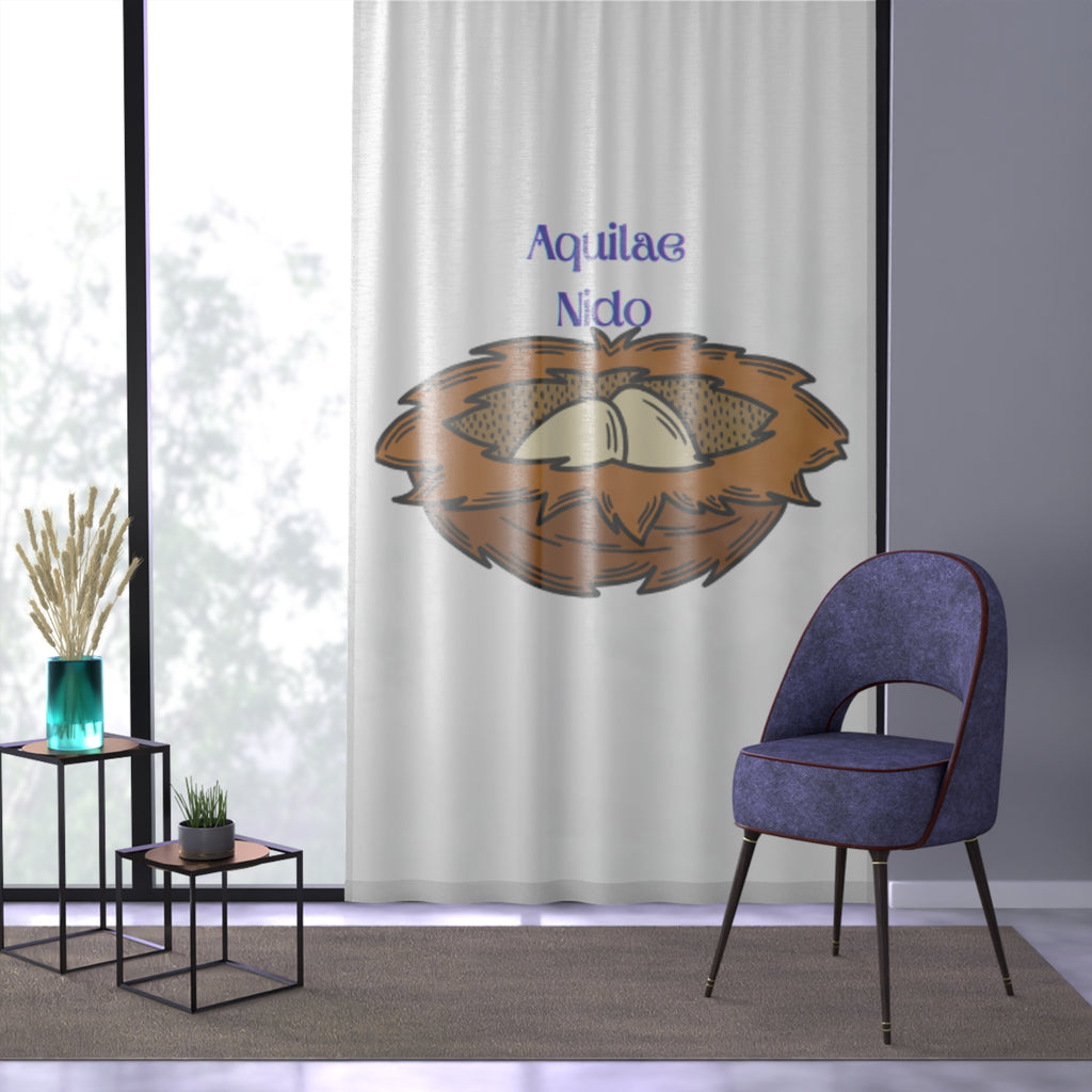 Eagle Nest Window Curtain | Bird Nest Illustration | Latin Text Aquilae Nido