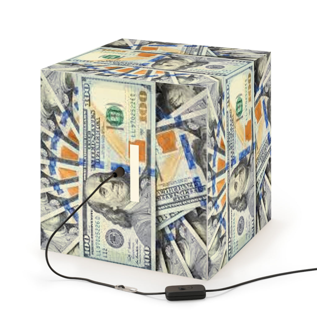 Money Print Cube Lamp | Light Cube Lamp, 100 Bill Pattern