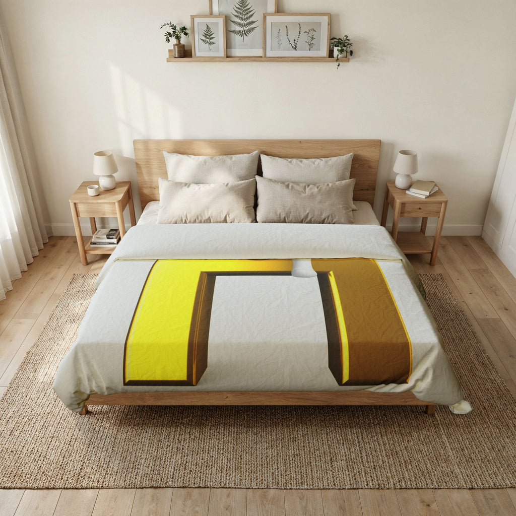 Gold Letter H with Climbing Figure Duvet Cover | Monogram Bedding
