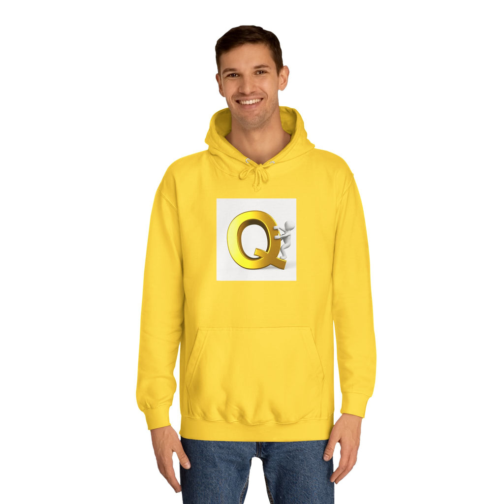 Golden Q Letter Hoodie | 3D Character Climbing Initial Sweatshirt