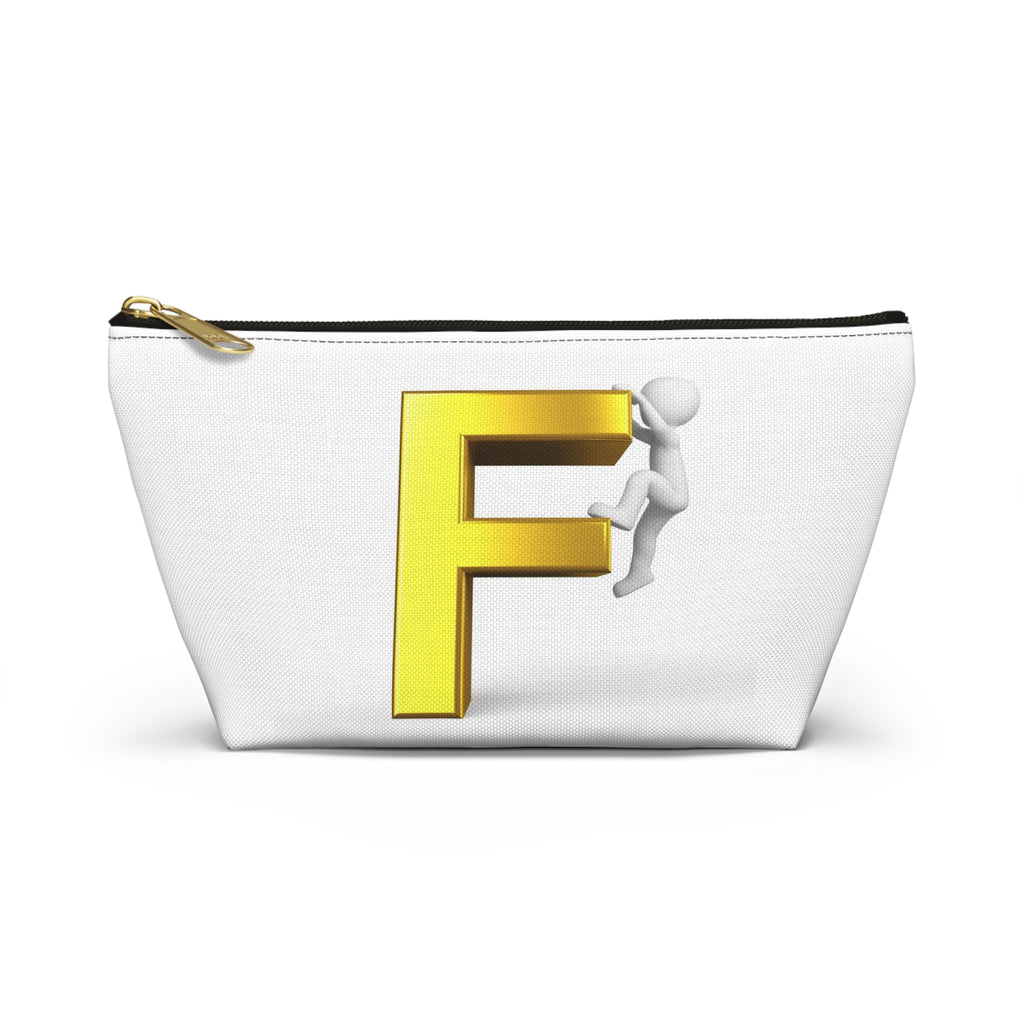 Gold Letter F Climber Accessory Pouch | Monogram Initial Makeup Bag