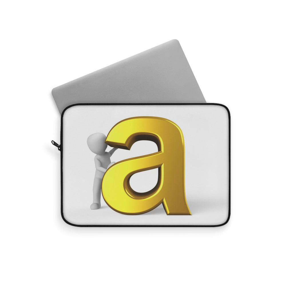 Gold Letter A Graphic Laptop Sleeve | Initial Monogram Alphabet